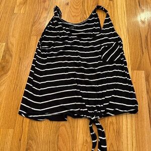 Ann Taylor Black and White Striped Tank Top